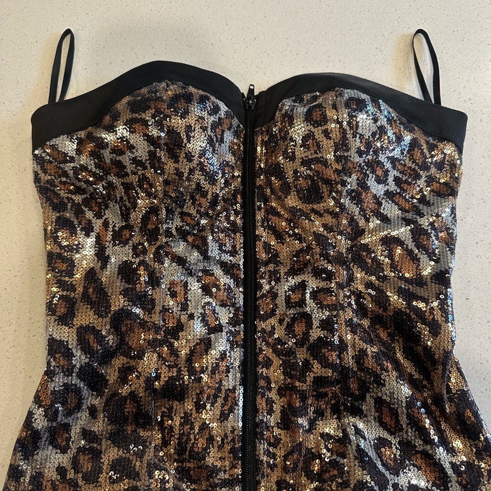 Charlotte Russe Leopard Sequin Top - Black and Brown